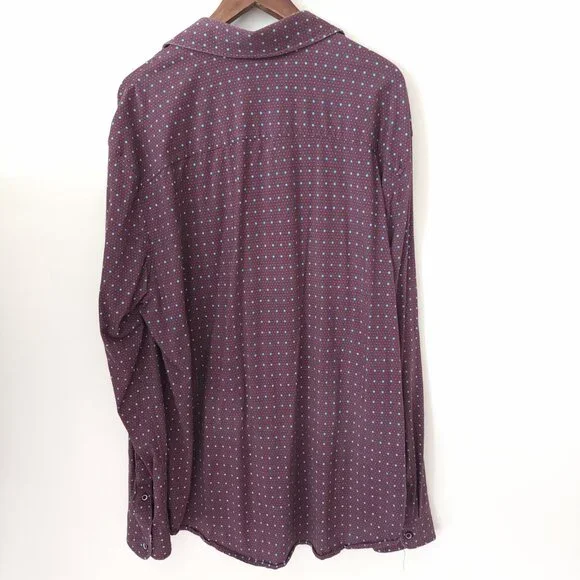 Buttercloth Icy Cotton Purple Blue Geometric Print Long Sheeve Shirt Sx XXL - Picture 2 of 7